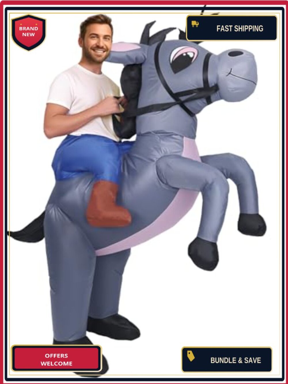 Inflatable Donkey Costume Adult Funny Blow Up Halloween Outfit